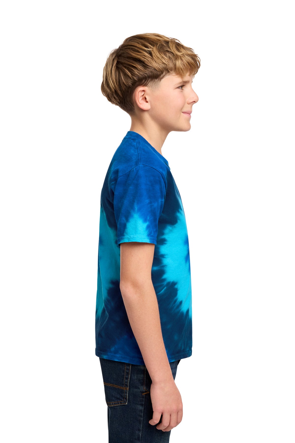 Port & Co Youth Tie-Dye Tee. PC147Y - Ocean Rainbow - side
