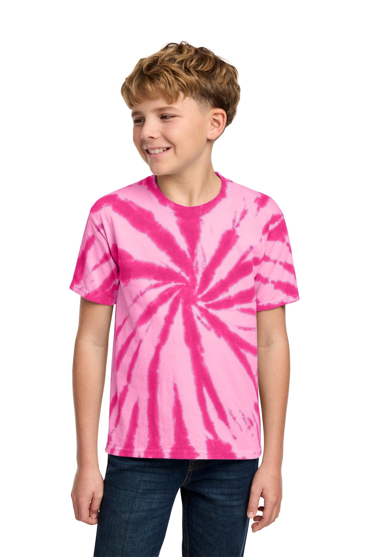 Port & Co Youth Tie-Dye Tee. PC147Y - Pink - front