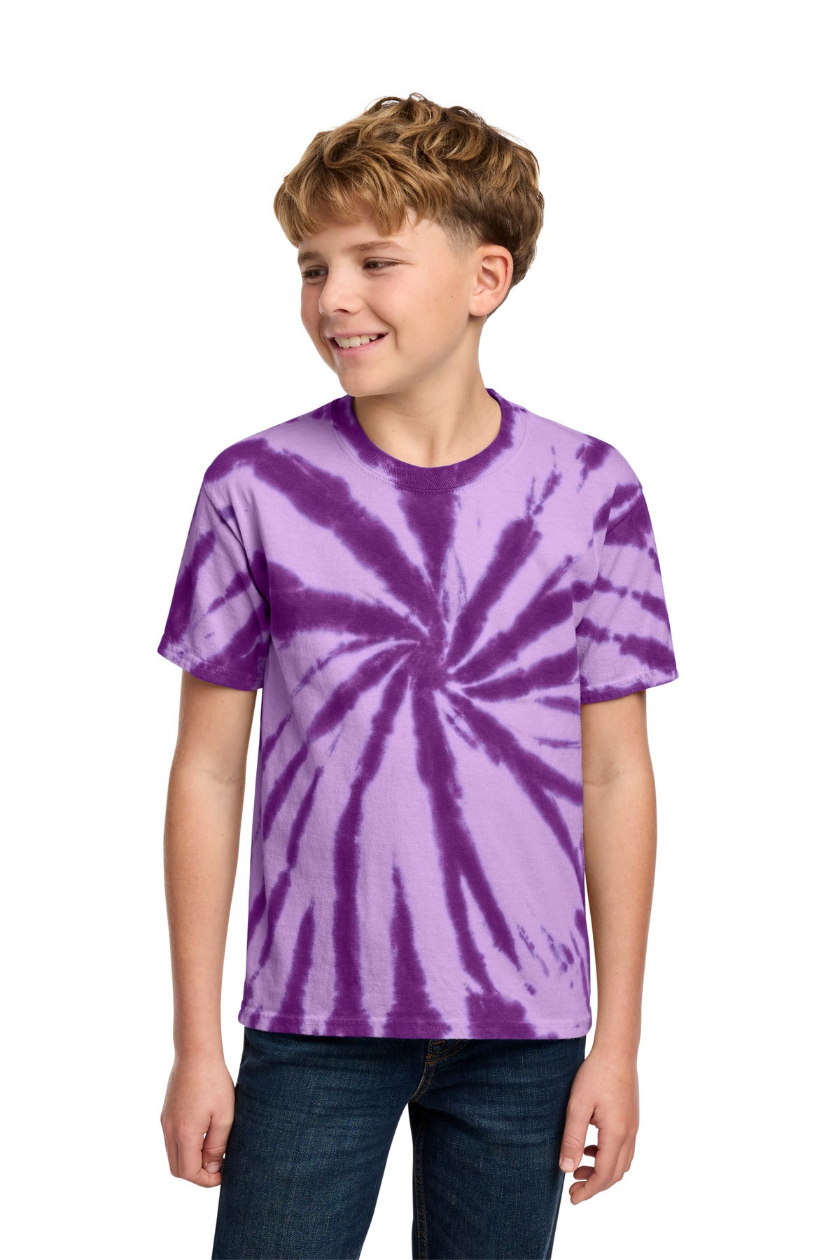 Port & Co Youth Tie-Dye Tee. PC147Y - Purple - front