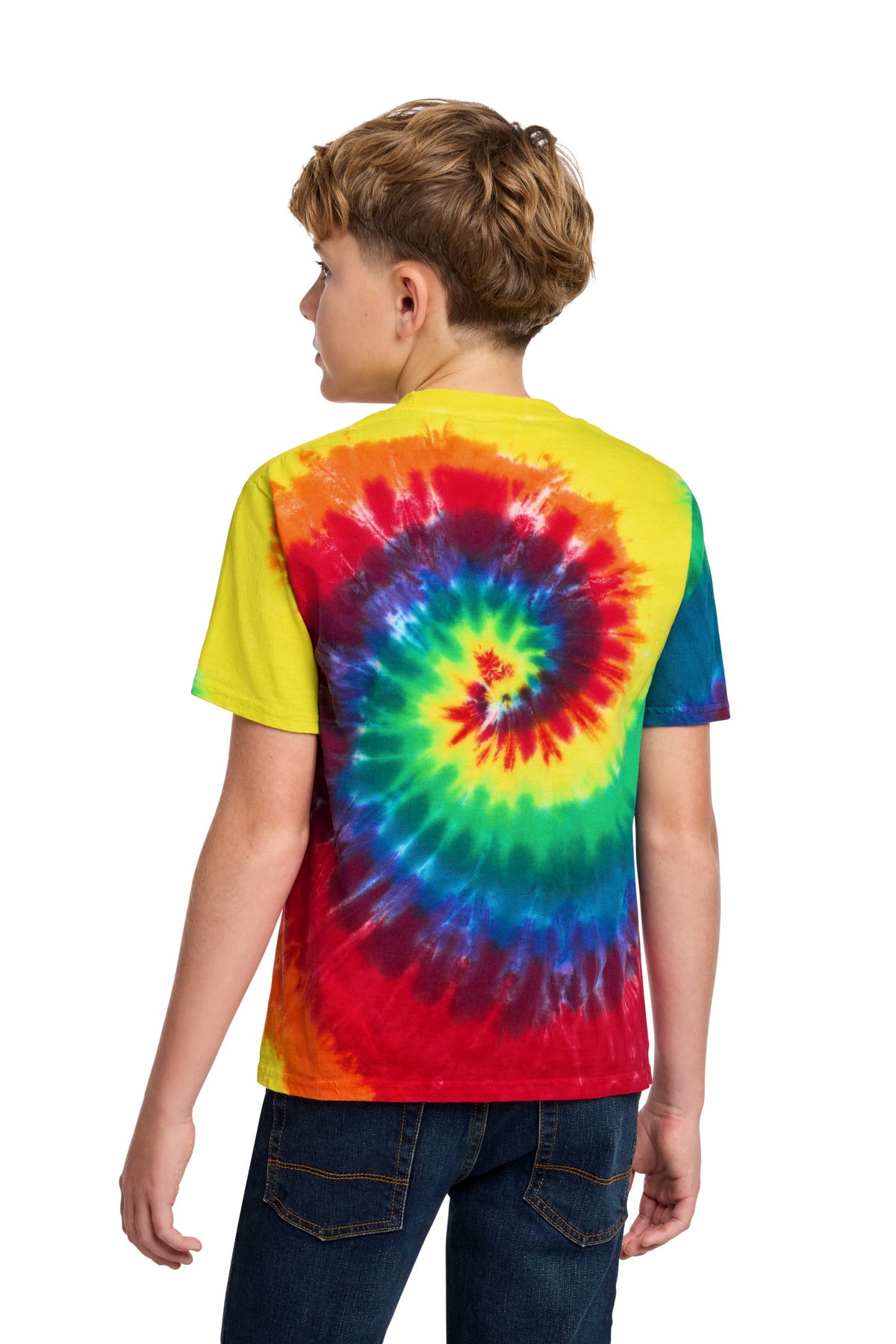 Port & Co Youth Tie-Dye Tee. PC147Y - Rainbow - back