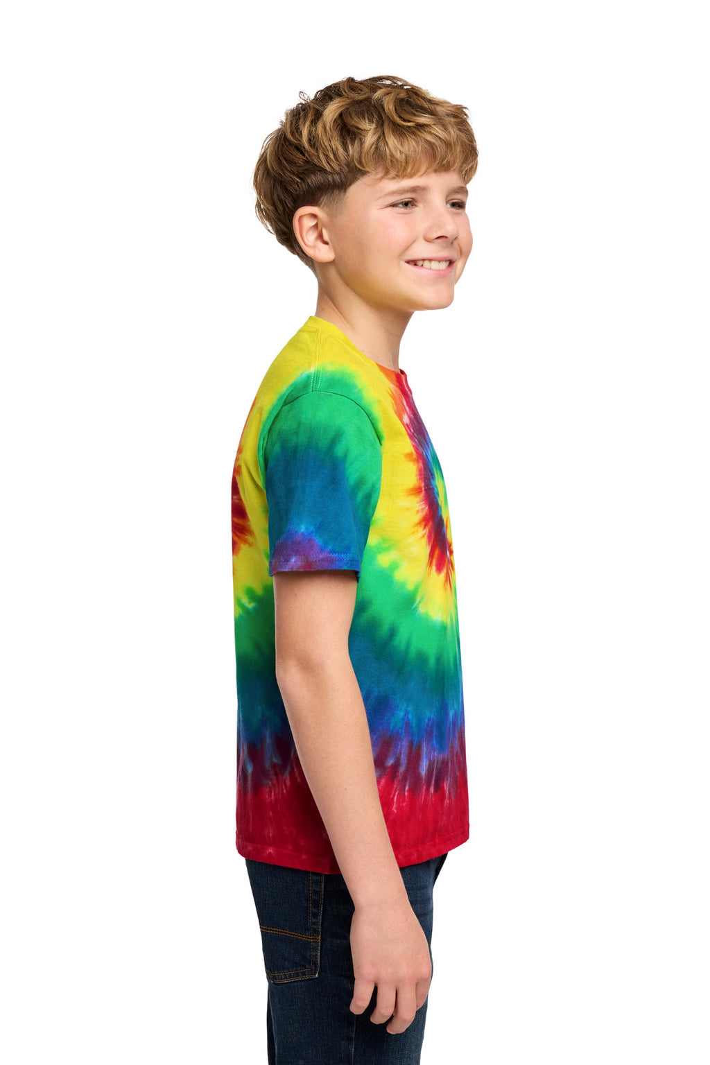 Port & Co Youth Tie-Dye Tee. PC147Y - Rainbow - side