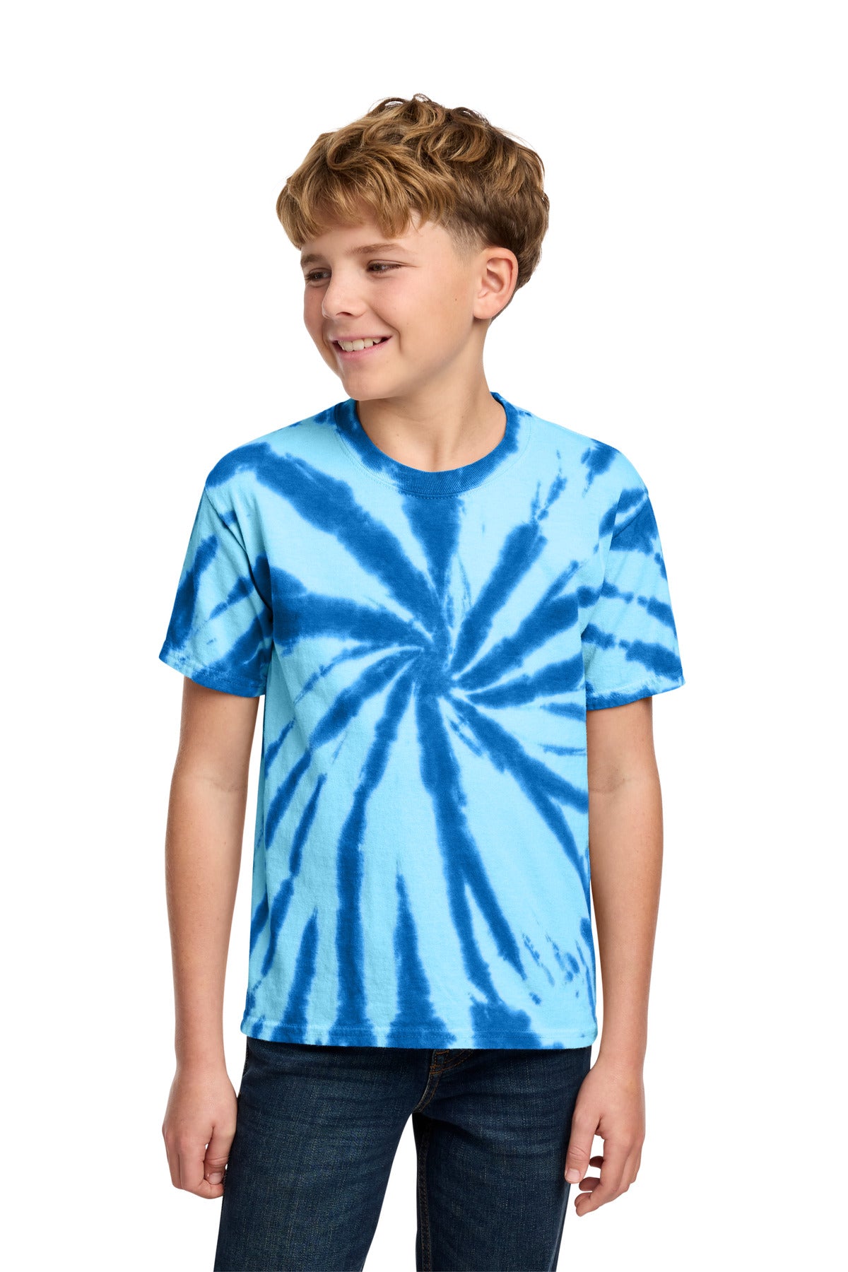 Port & Co Youth Tie-Dye Tee. PC147Y - Royal - front