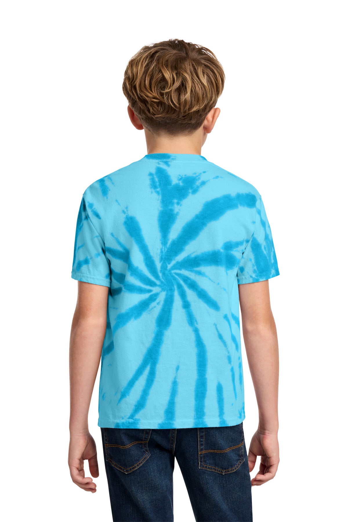 Port & Co Youth Tie-Dye Tee. PC147Y - Turquoise - back