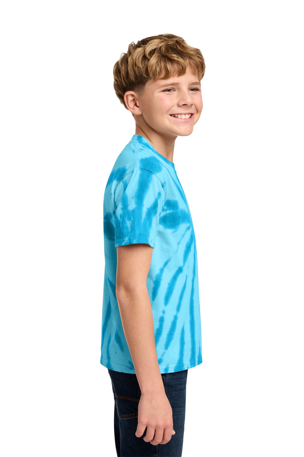 Port & Co Youth Tie-Dye Tee. PC147Y - Turquoise - side