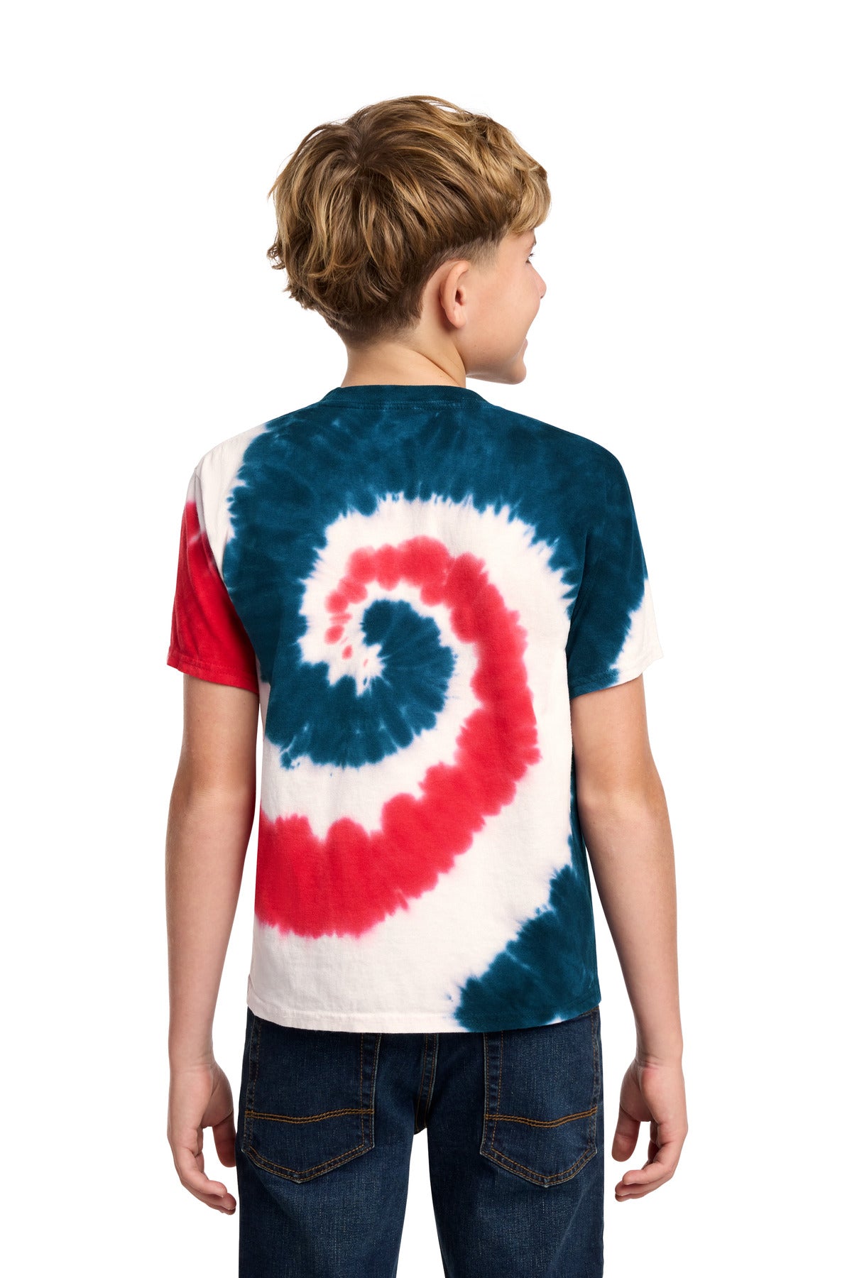 Port & Co Youth Tie-Dye Tee. PC147Y - USA Rainbow - back