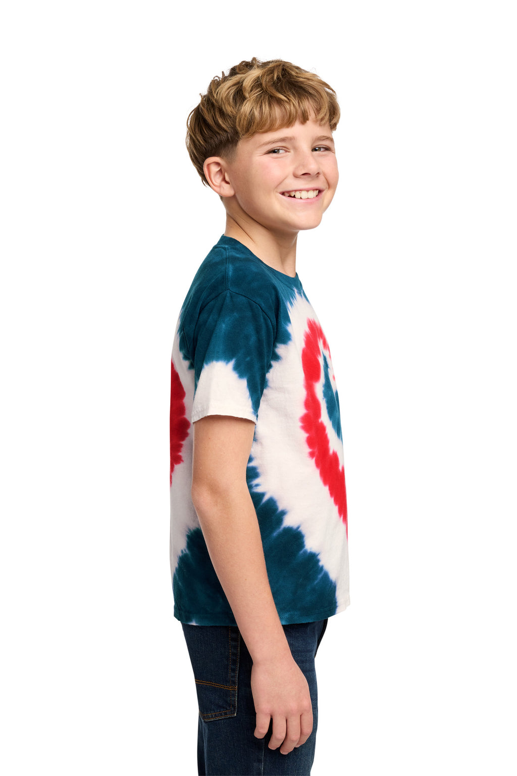 Port & Co Youth Tie-Dye Tee. PC147Y - USA Rainbow - side