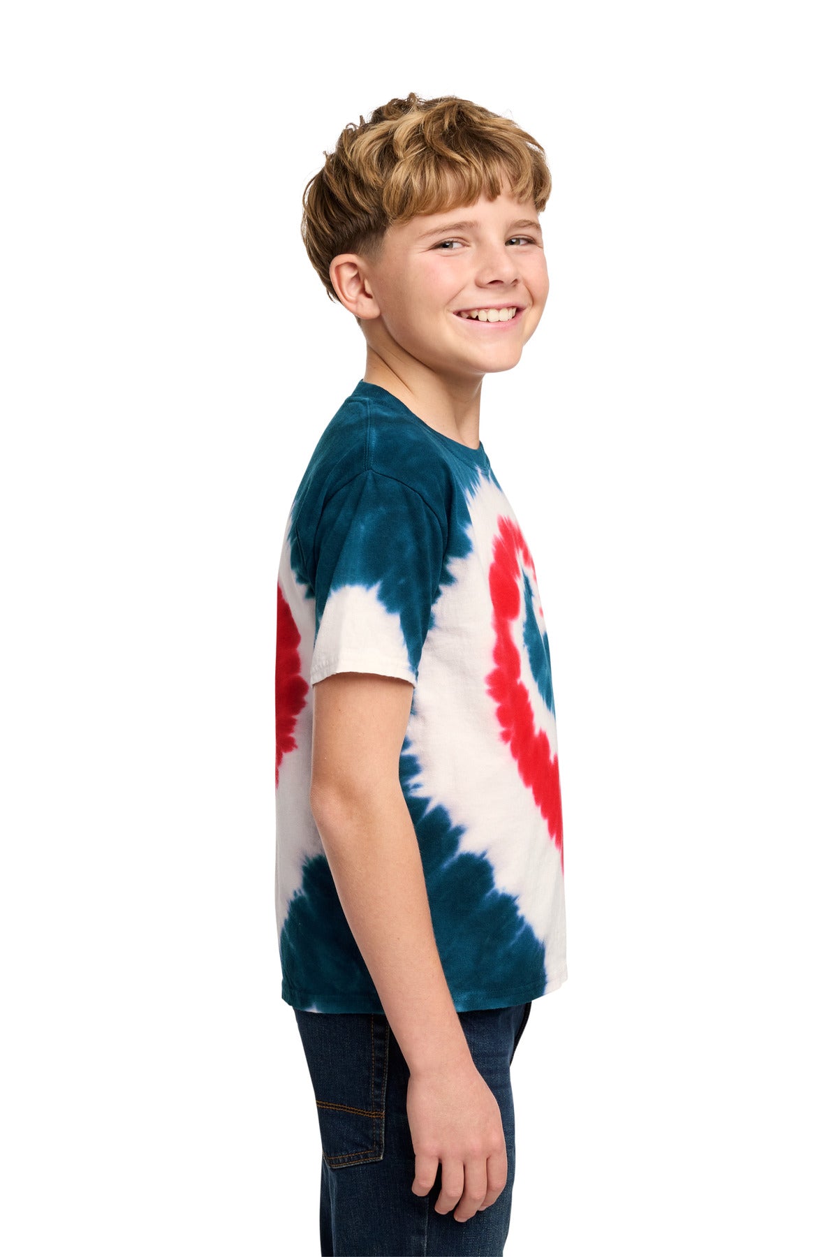 Port & Co Youth Tie-Dye Tee. PC147Y - USA Rainbow - side
