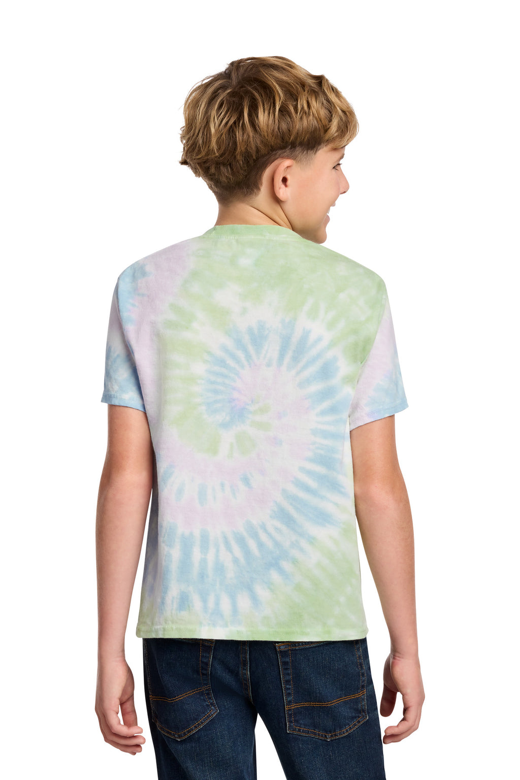 Port & Co Youth Tie-Dye Tee. PC147Y - Watercolor Spiral - back