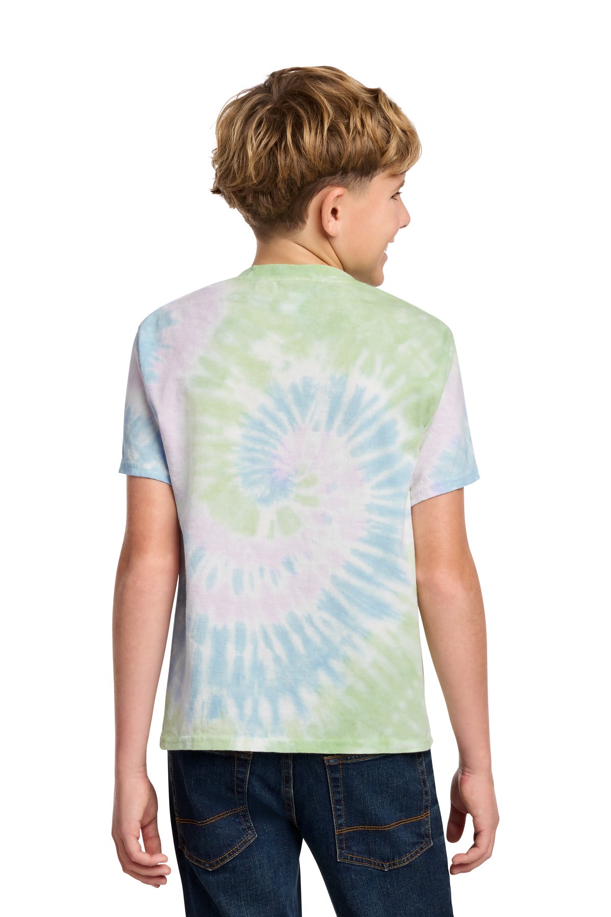 Port & Co Youth Tie-Dye Tee. PC147Y - Watercolor Spiral - back
