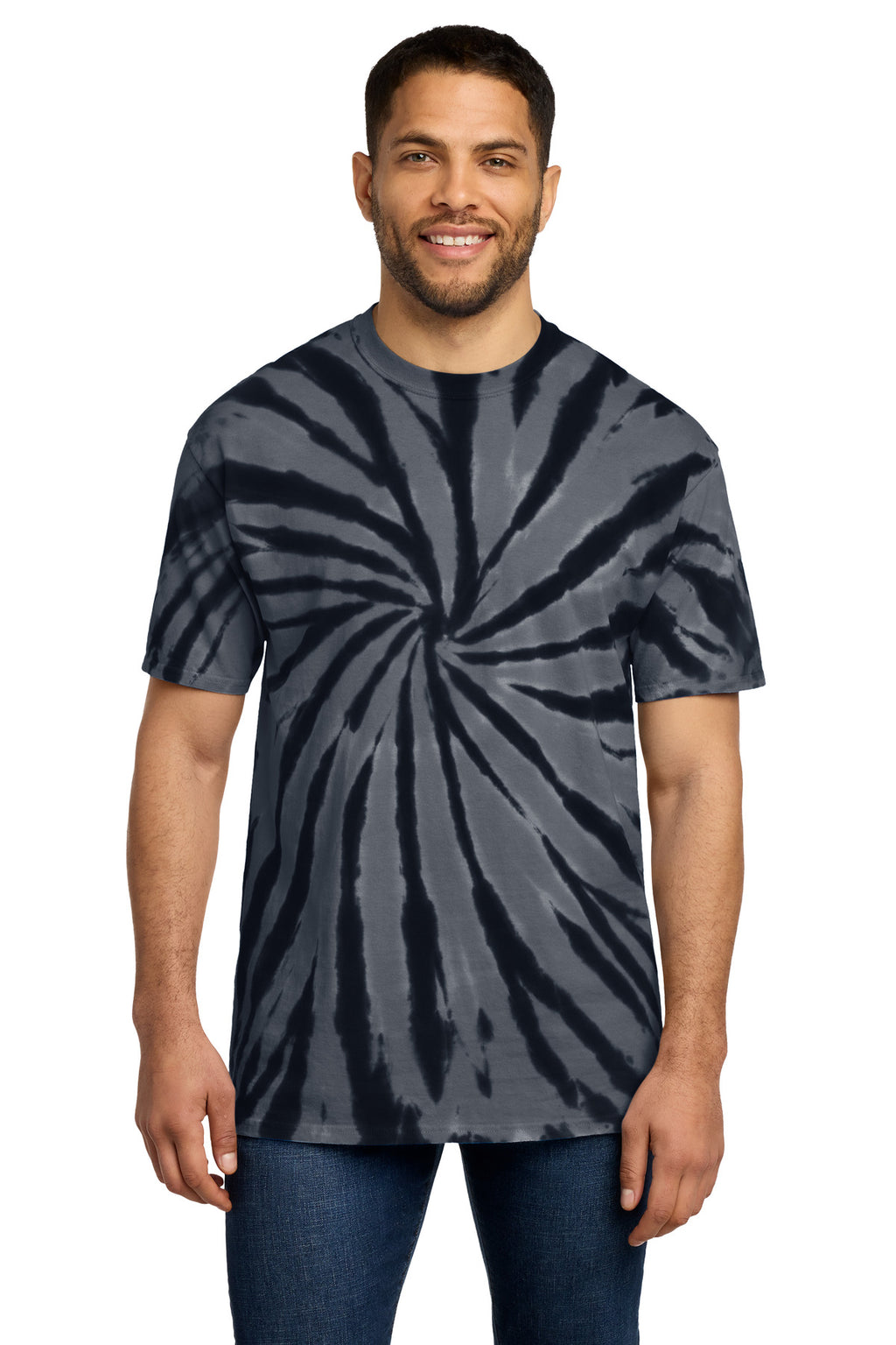 Port & Co Tie-Dye Tee. PC147 - Black - front