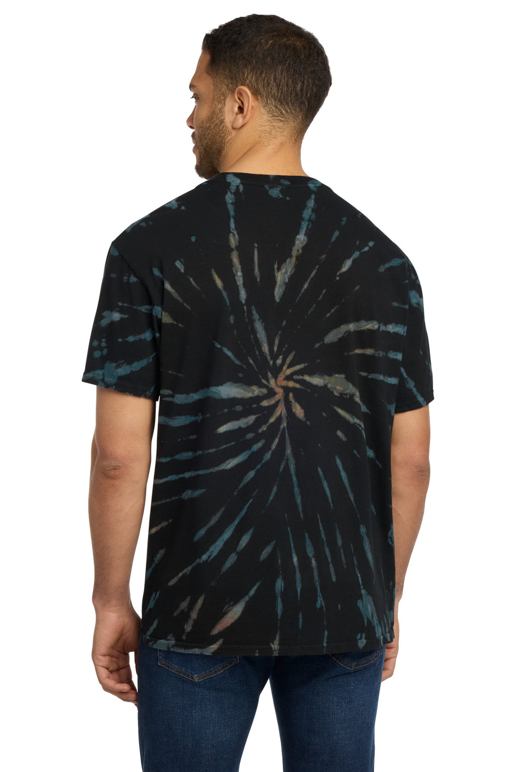 Port & Co Tie-Dye Tee. PC147 - Black Galaxy Spiral - back