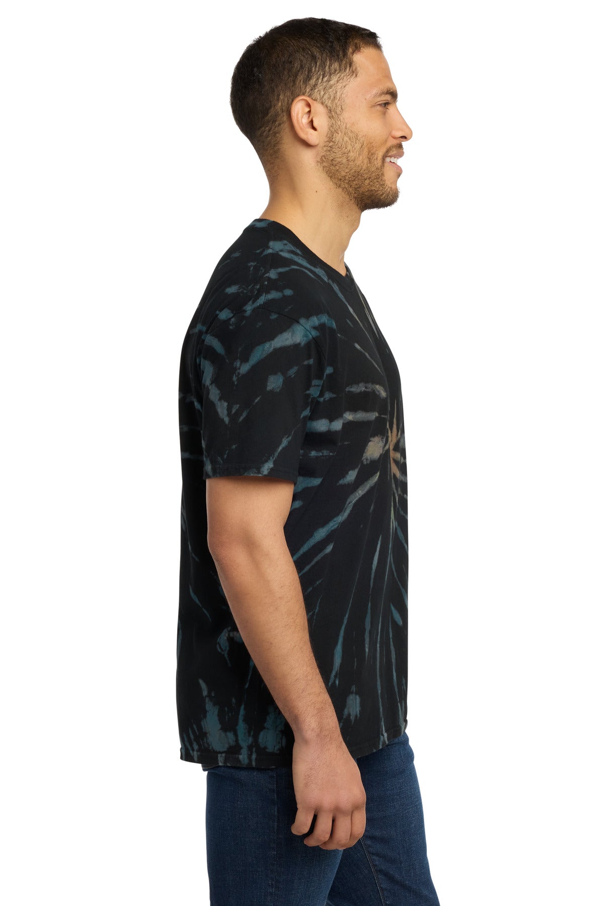 Port & Co Tie-Dye Tee. PC147 - Black Galaxy Spiral - side