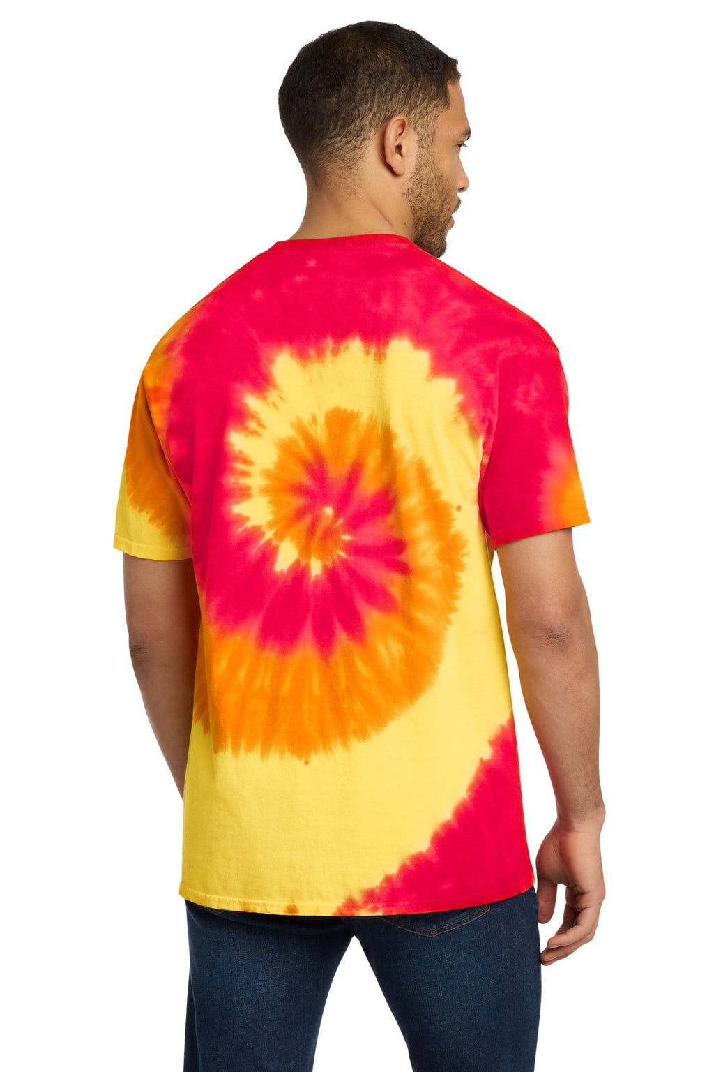 Port & Co Tie-Dye Tee. PC147 - Blaze Rainbow - back