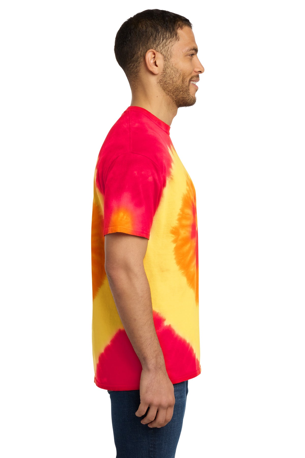 Port & Co Tie-Dye Tee. PC147 - Blaze Rainbow - side