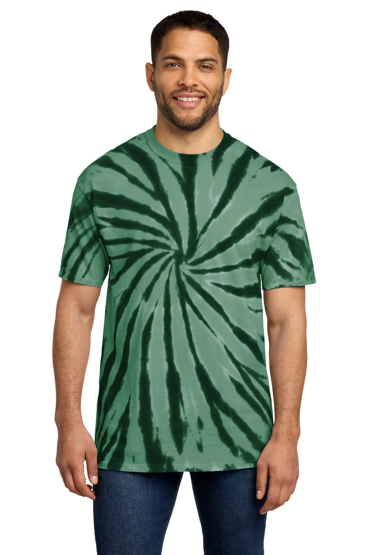 Port & Co Tie-Dye Tee. PC147 - Forest Green - front