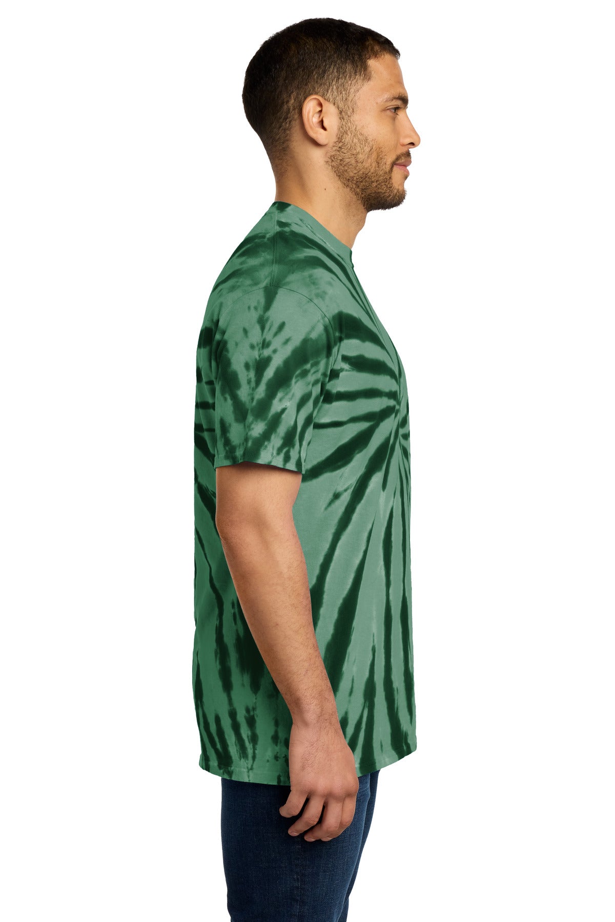 Port & Co Tie-Dye Tee. PC147 - Forest Green - side
