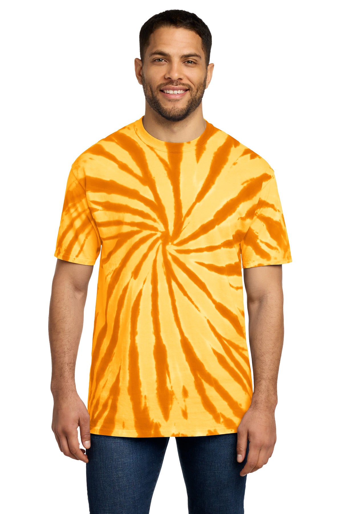 Port & Co Tie-Dye Tee. PC147 - Gold - front