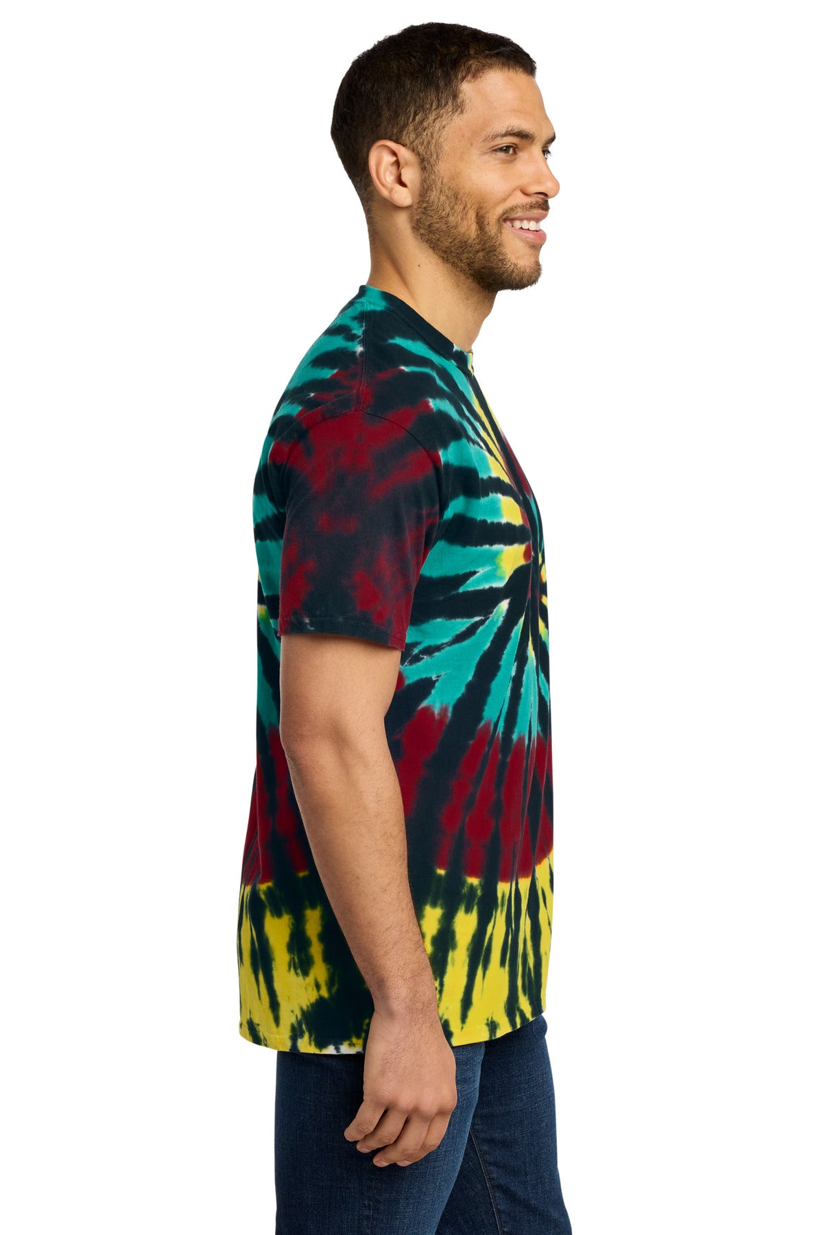 Port & Co Tie-Dye Tee. PC147 - Island Spiral - side