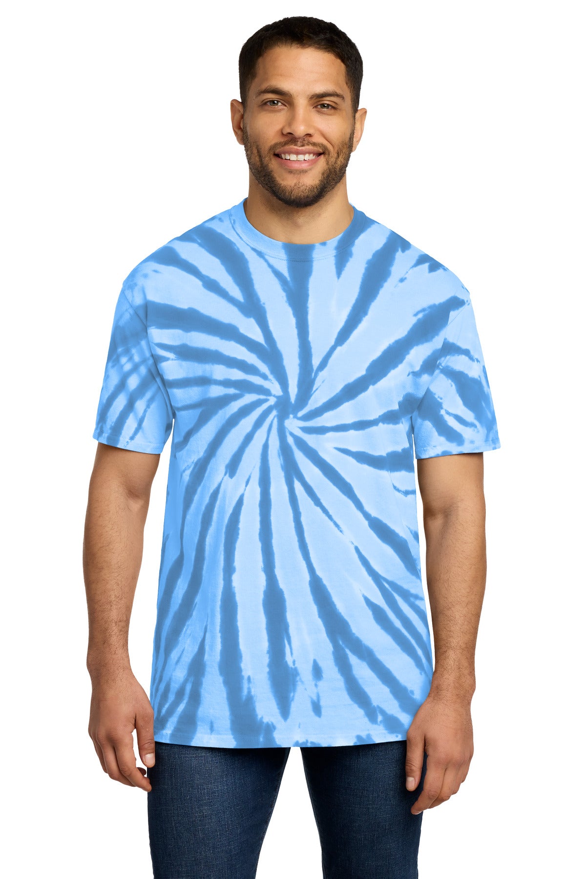 Port & Co Tie-Dye Tee. PC147 - Light Blue - front