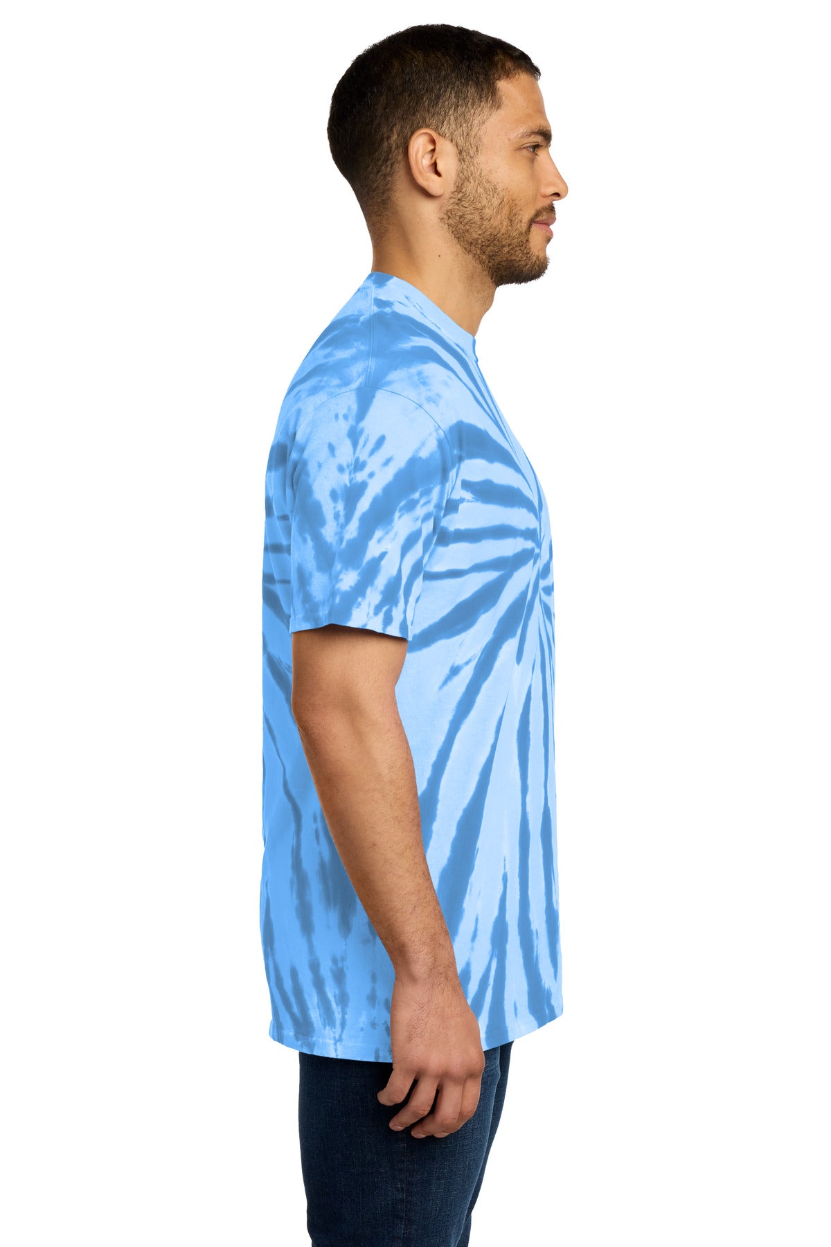 Port & Co Tie-Dye Tee. PC147 - Light Blue - side