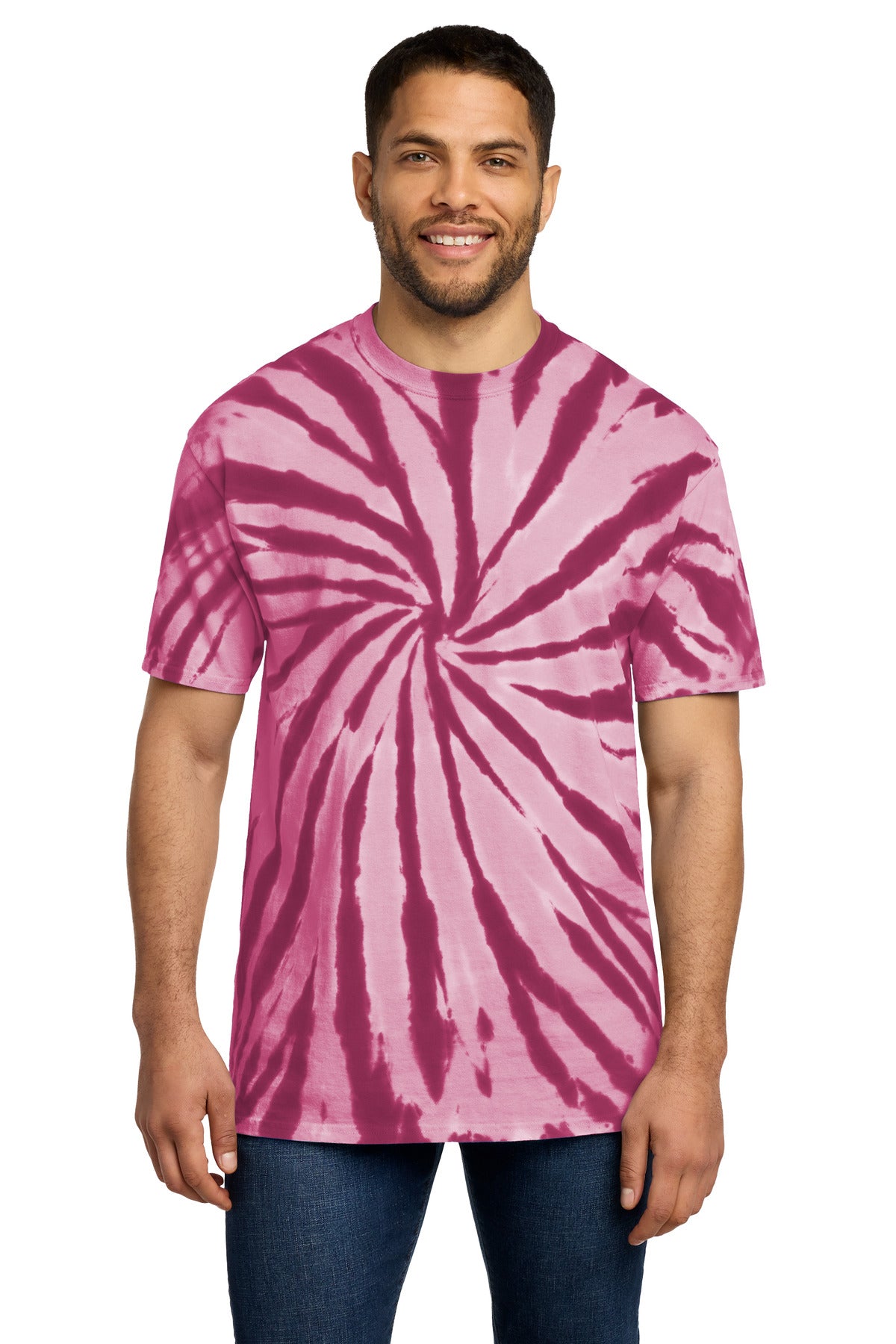 Port & Co Tie-Dye Tee. PC147 - Maroon - front