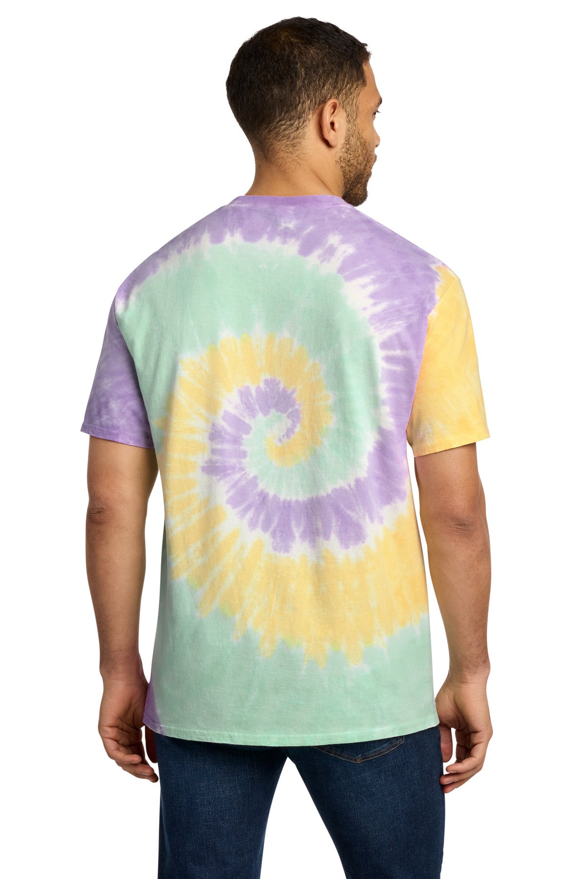 Port & Co Tie-Dye Tee. PC147 - Mint Rainbow - back