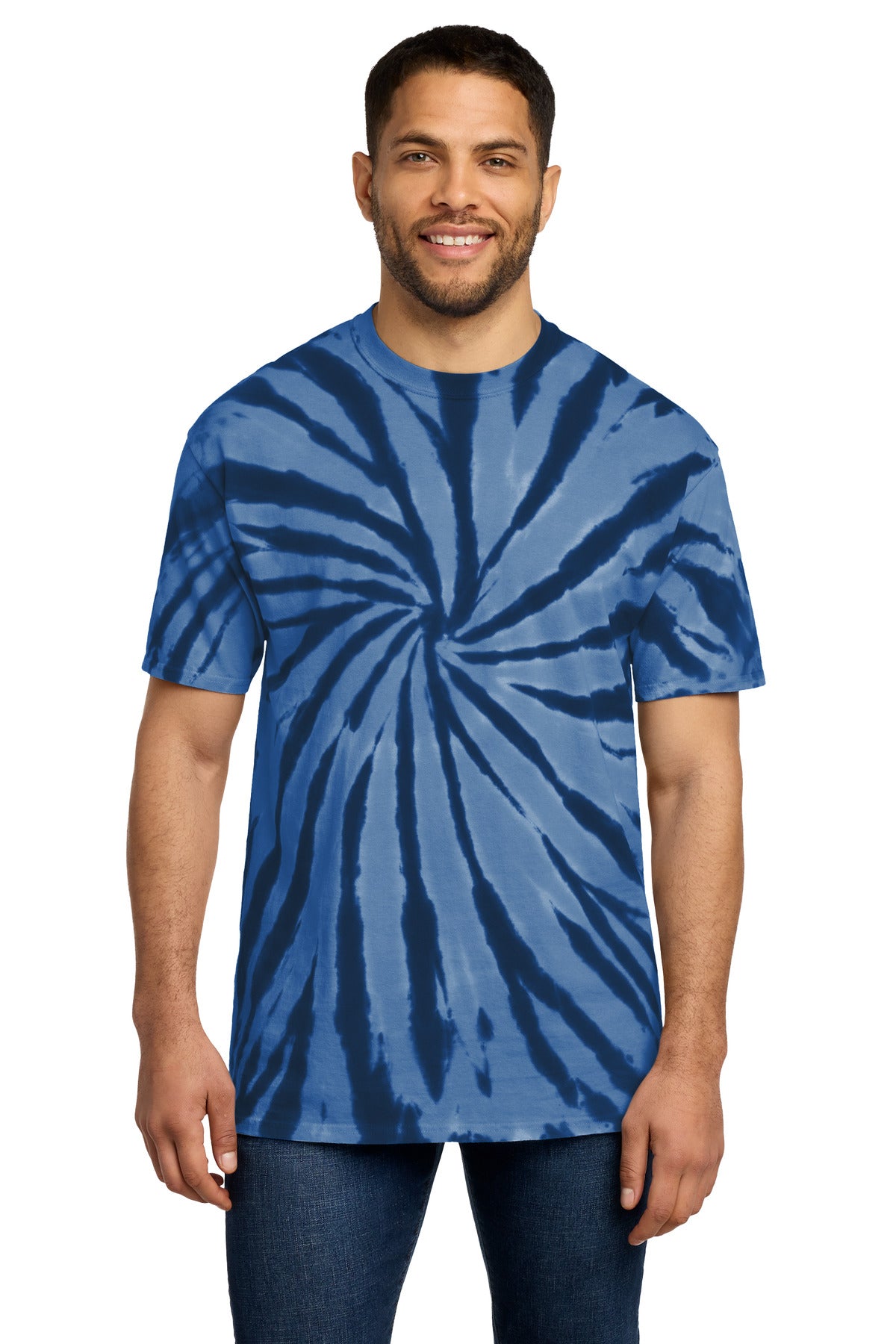 Port & Co Tie-Dye Tee. PC147 - Navy - front
