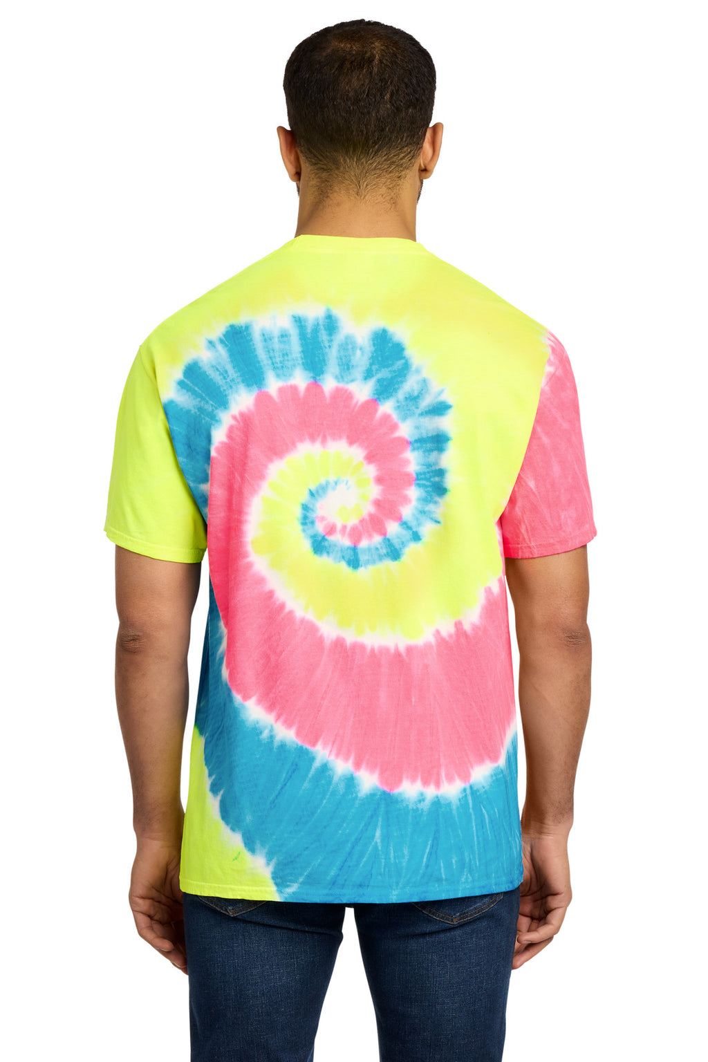 Port & Co Tie-Dye Tee. PC147 - Neon Rainbow - back