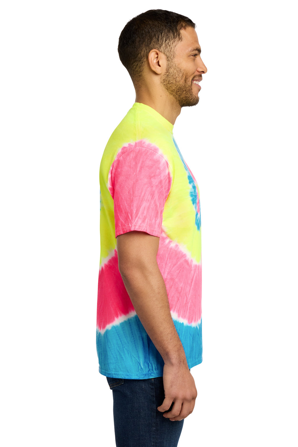 Port & Co Tie-Dye Tee. PC147 - Neon Rainbow - side
