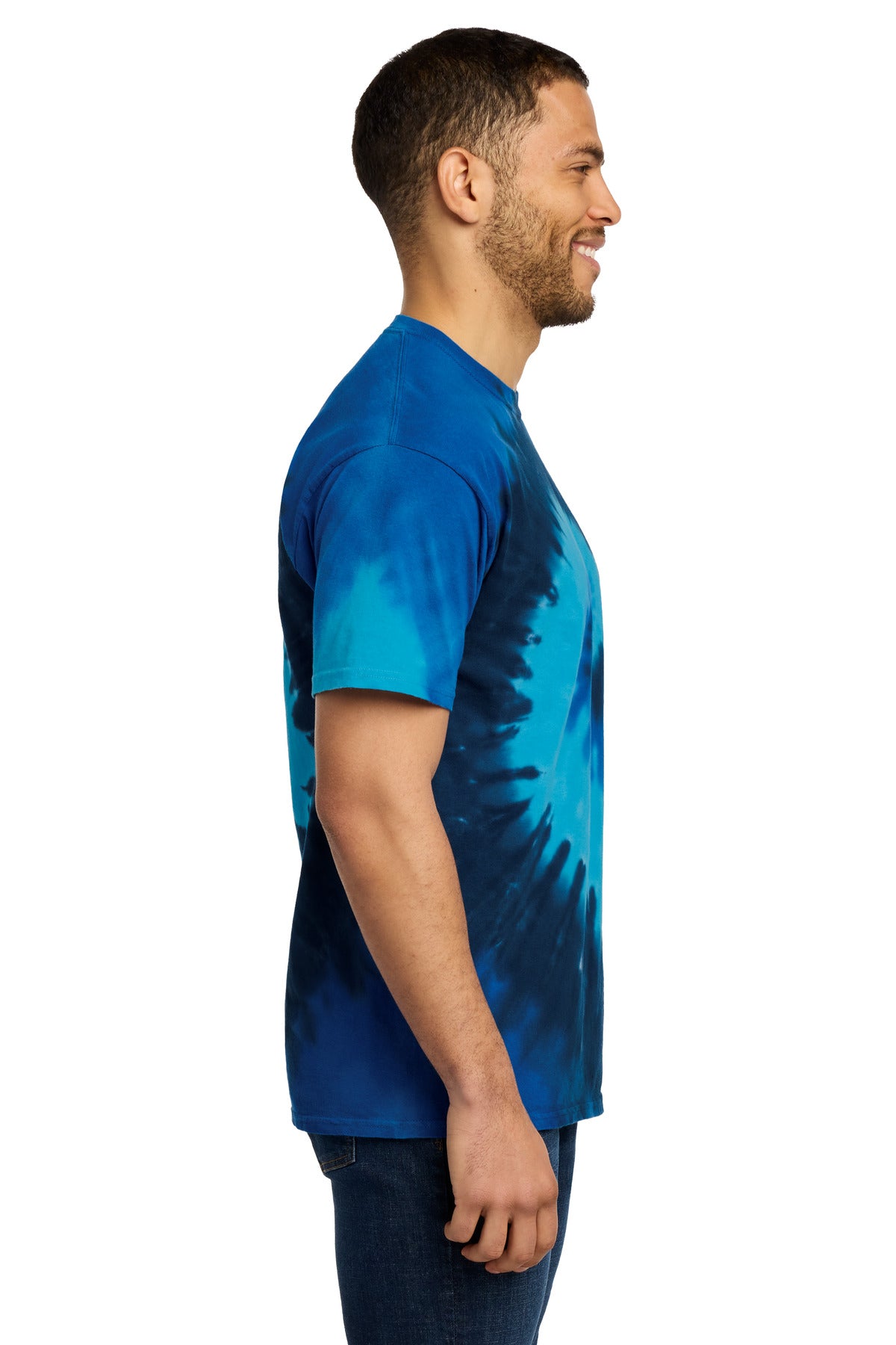 Port & Co Tie-Dye Tee. PC147 - Ocean Rainbow - side