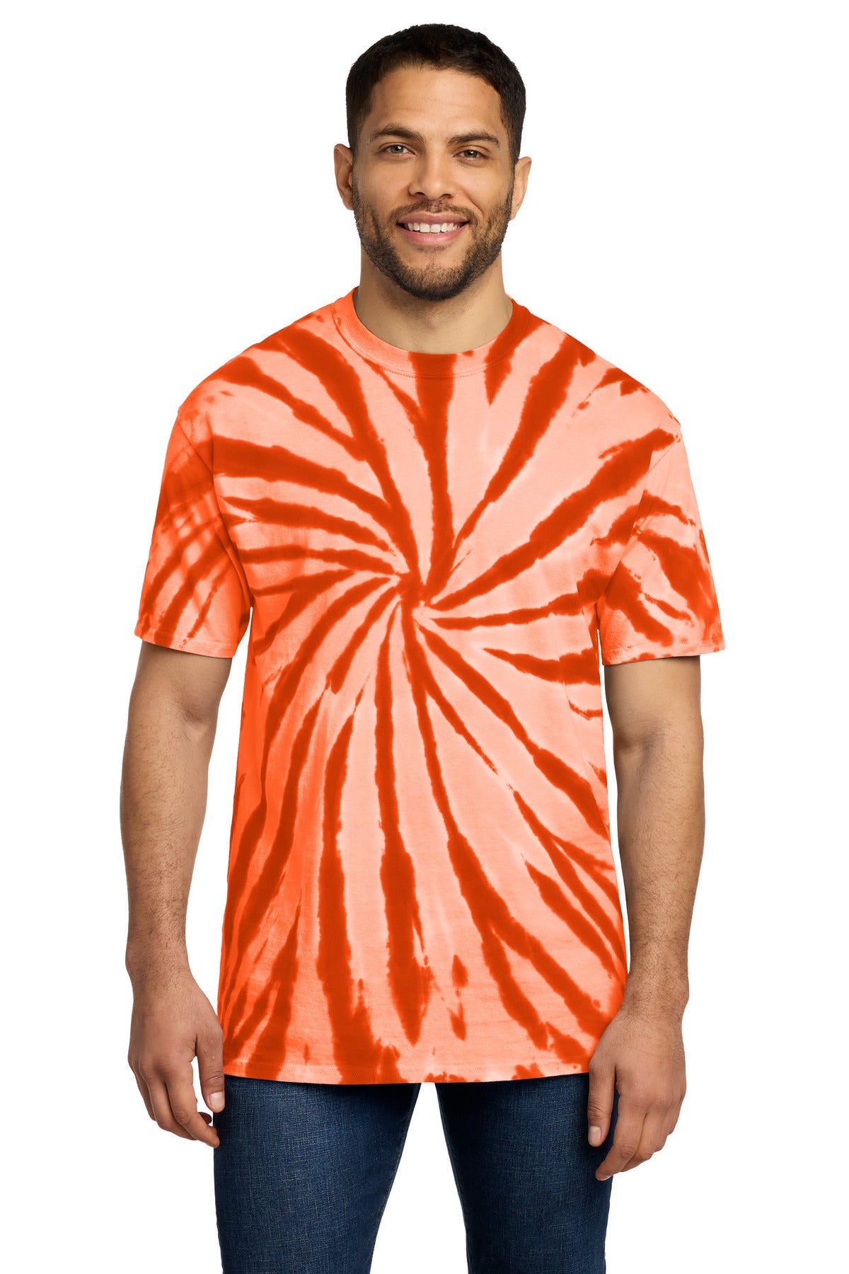 Port & Co Tie-Dye Tee. PC147 - Orange - front