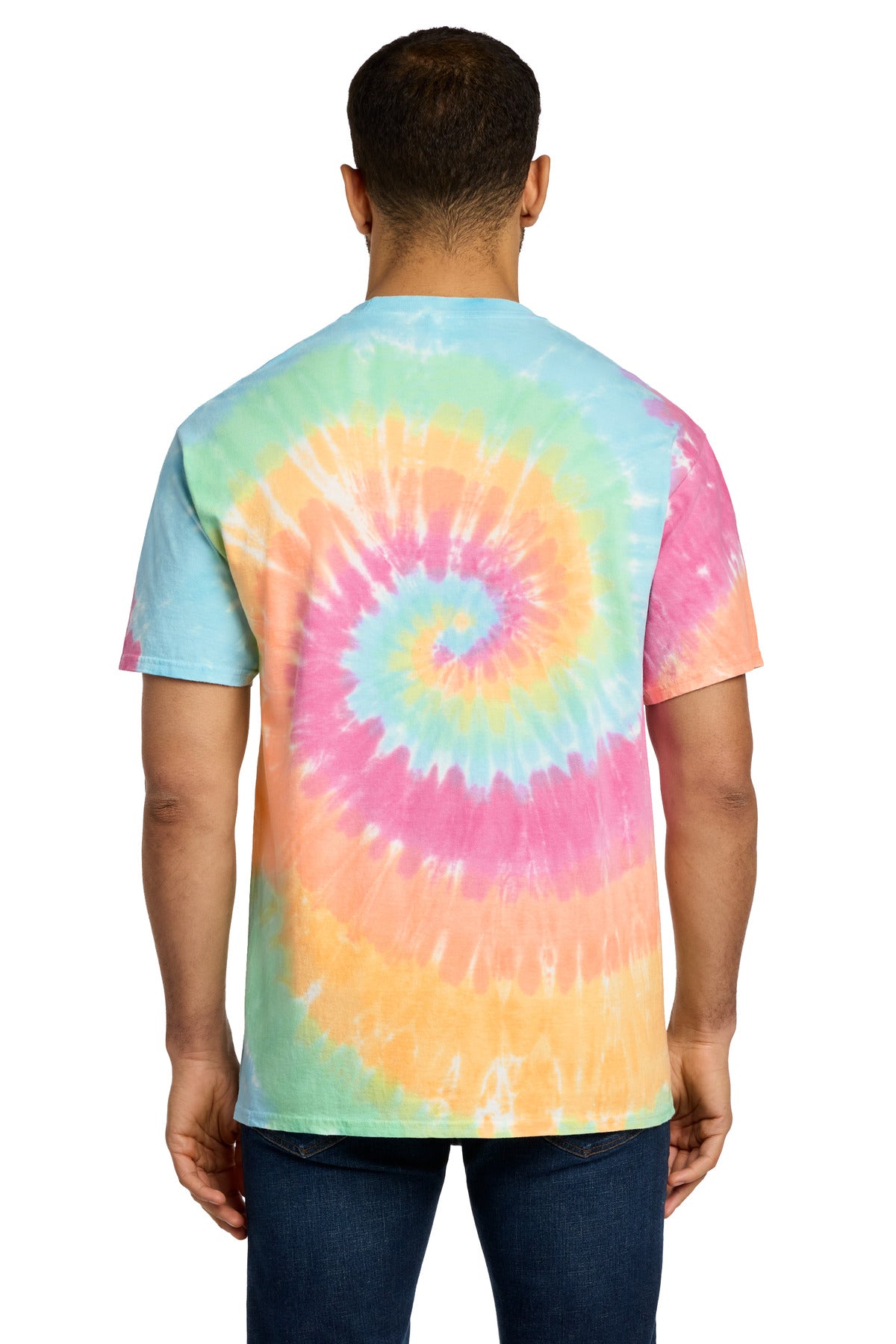 Port & Co Tie-Dye Tee. PC147 - Pastel Rainbow - back