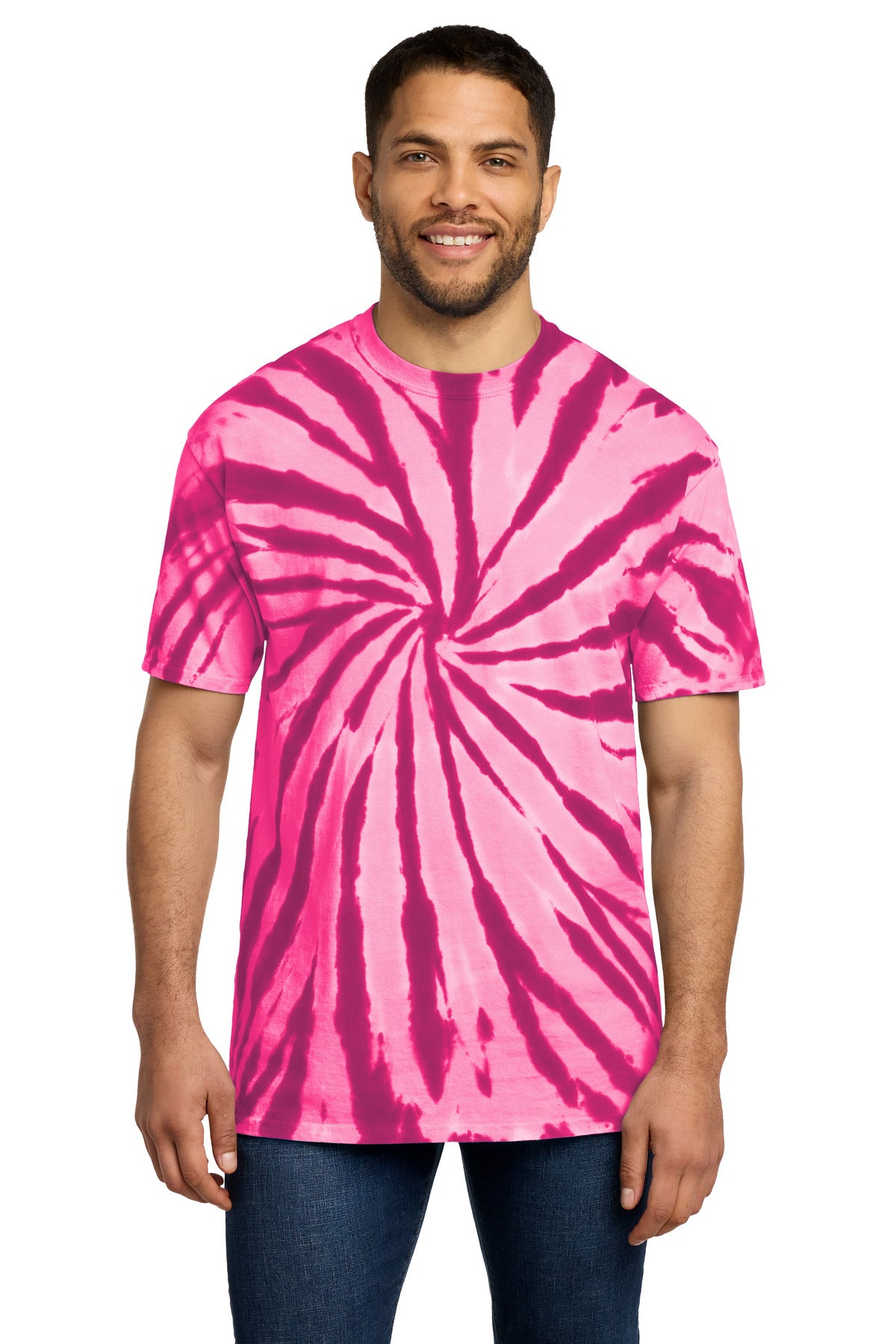 Port & Co Tie-Dye Tee. PC147 - Pink - front