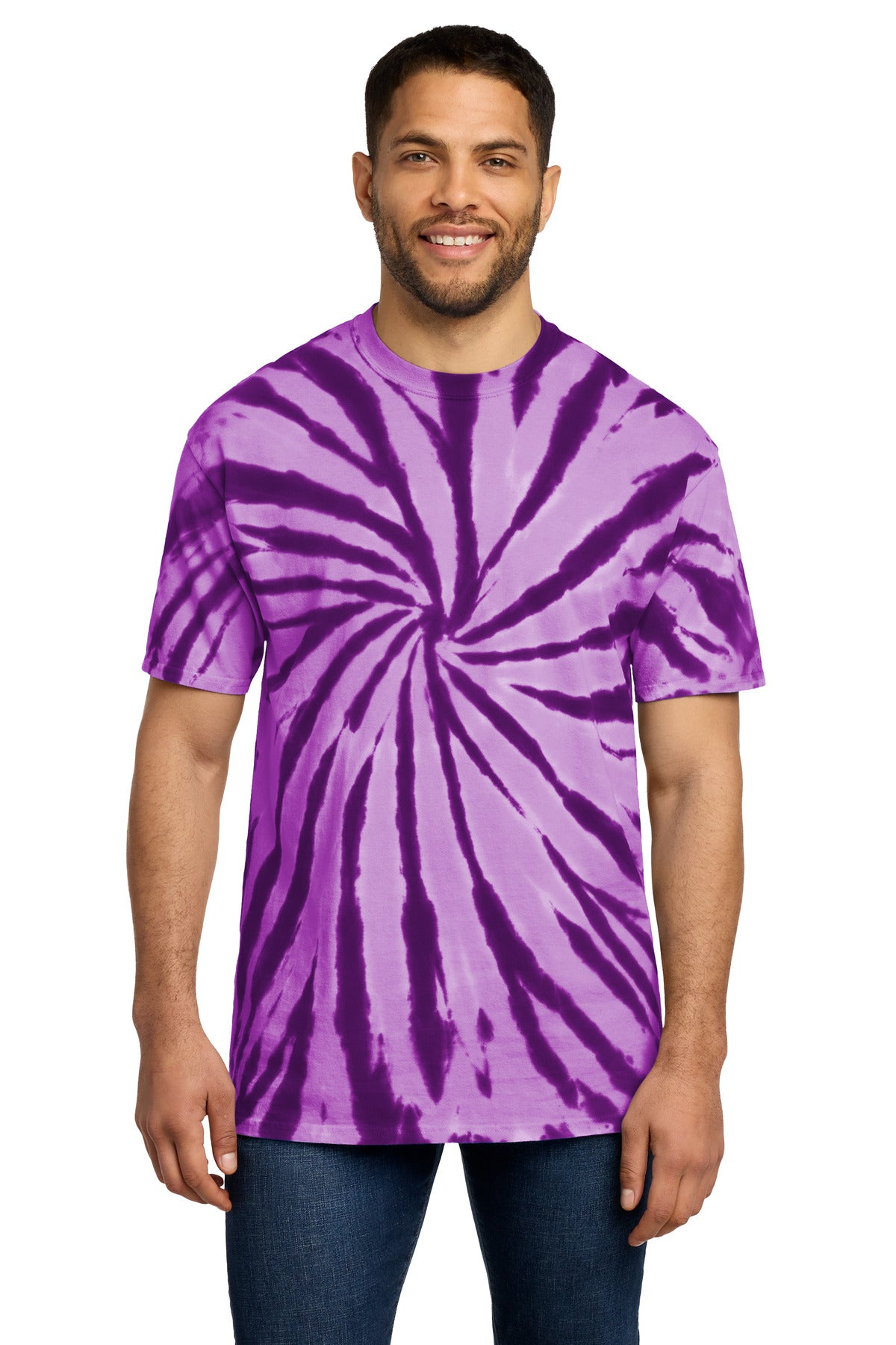 Port & Co Tie-Dye Tee. PC147 - Purple - front
