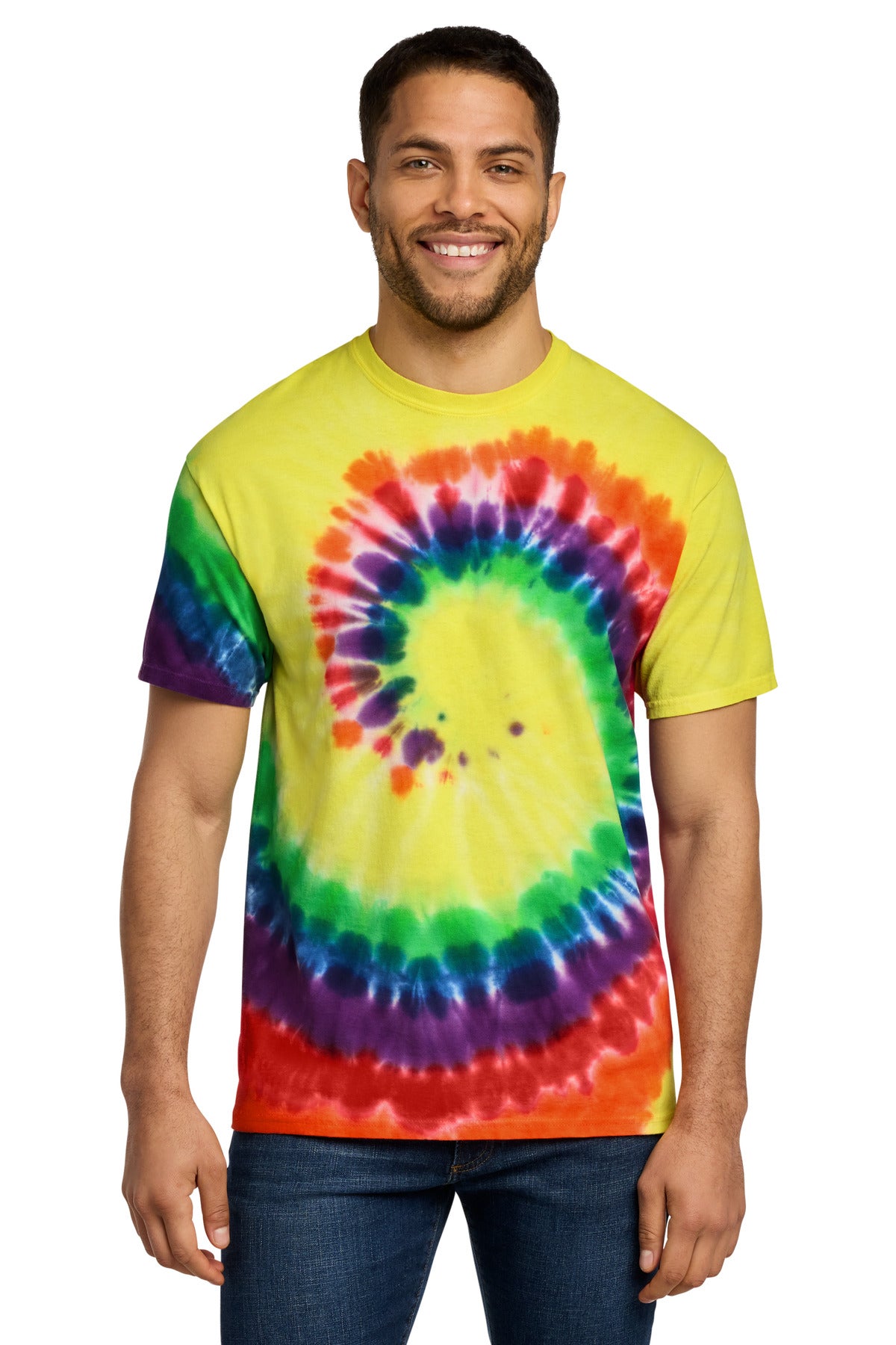Port & Co Tie-Dye Tee. PC147 - Rainbow - front
