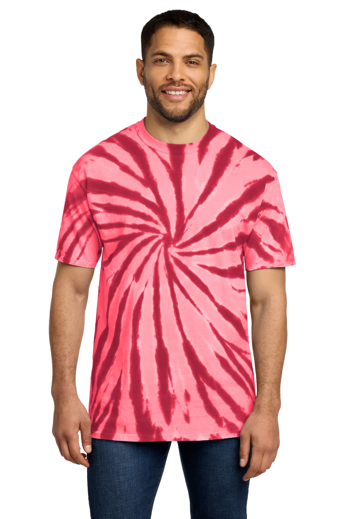 Port & Co Tie-Dye Tee. PC147 - Red - front