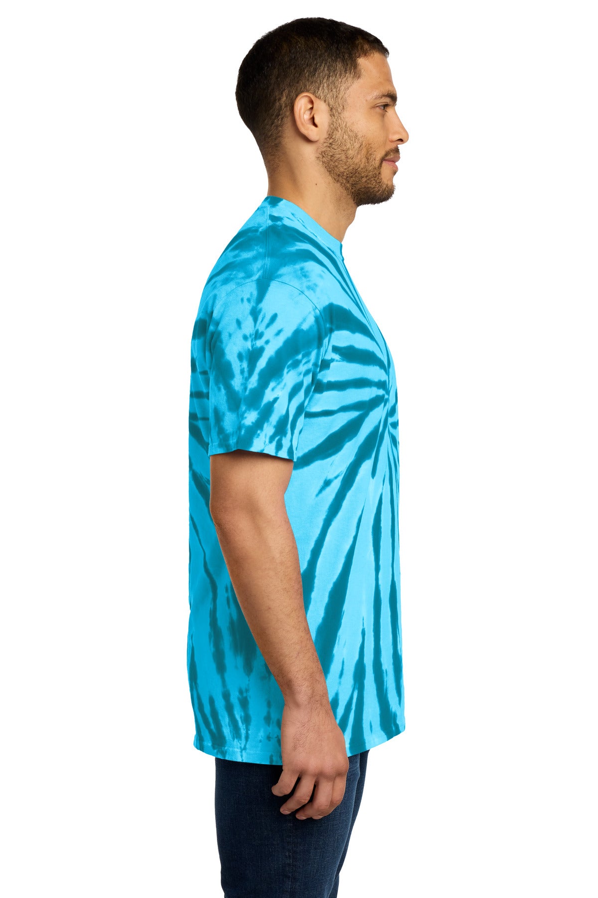 Port & Co Tie-Dye Tee. PC147 - Turquoise - side