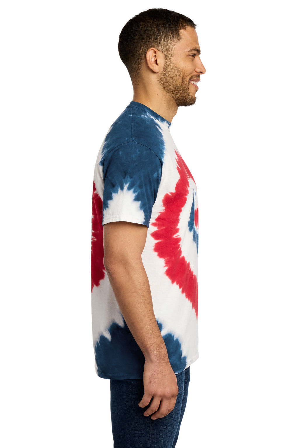 Port & Co Tie-Dye Tee. PC147 - USA Rainbow - side