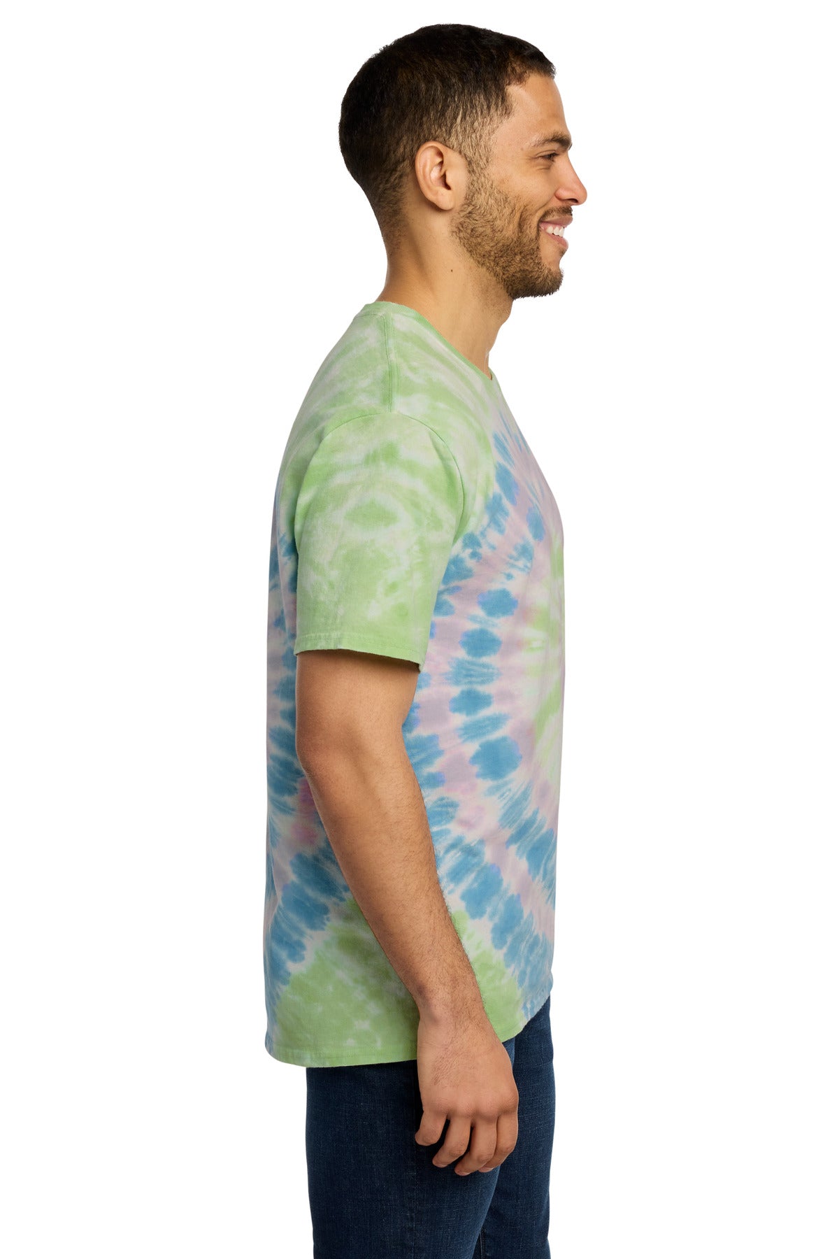 Port & Co Tie-Dye Tee. PC147 - Watercolor Spiral - side