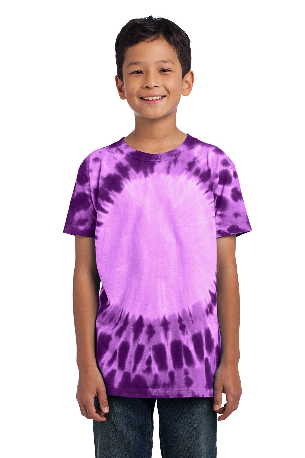 Port & Co Youth Window Tie-Dye Tee. PC149Y - Purple - front