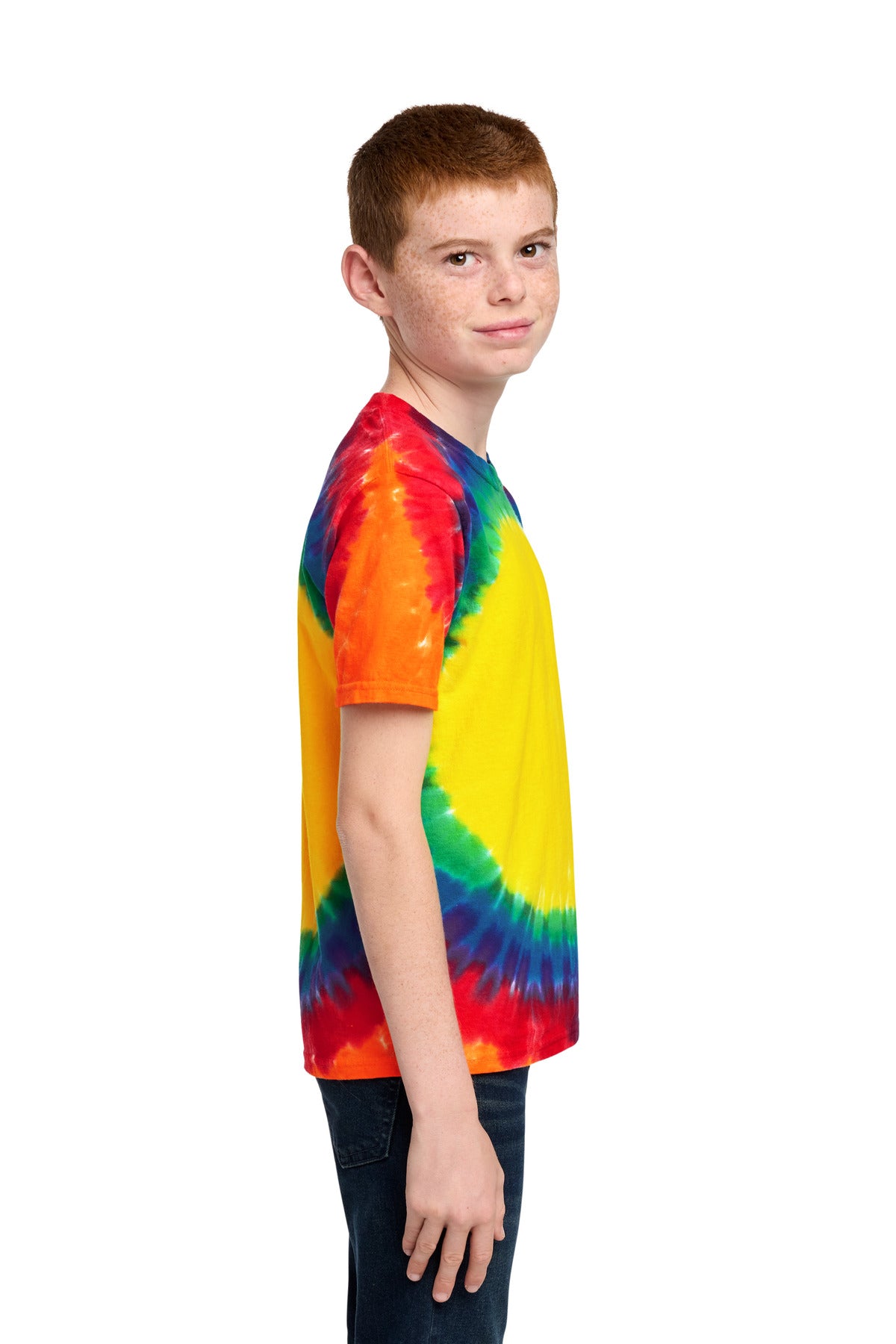 Port & Co Youth Window Tie-Dye Tee. PC149Y - Rainbow - side