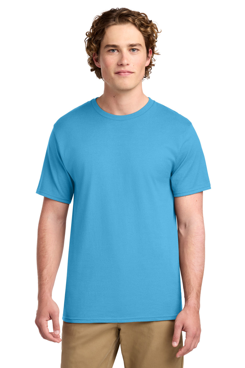 Port & Co Ring Spun Cotton Tee. PC150 - Aquatic Blue - front