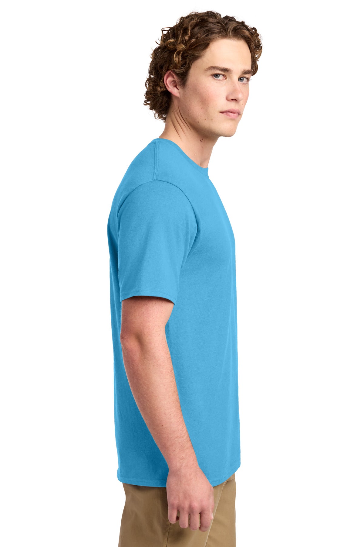 Port & Co Ring Spun Cotton Tee. PC150 - Aquatic Blue - side
