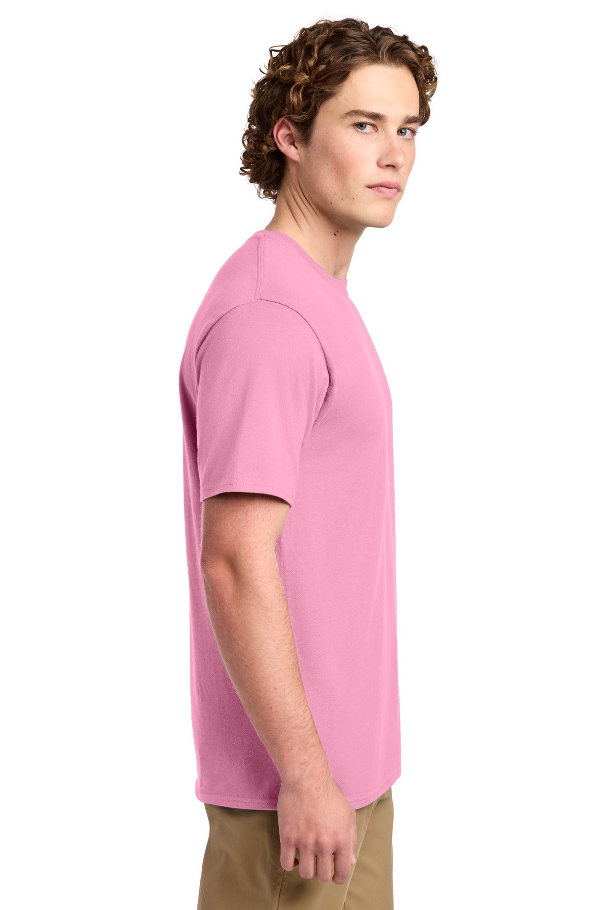 Port & Co Ring Spun Cotton Tee. PC150 - Candy Pink - side