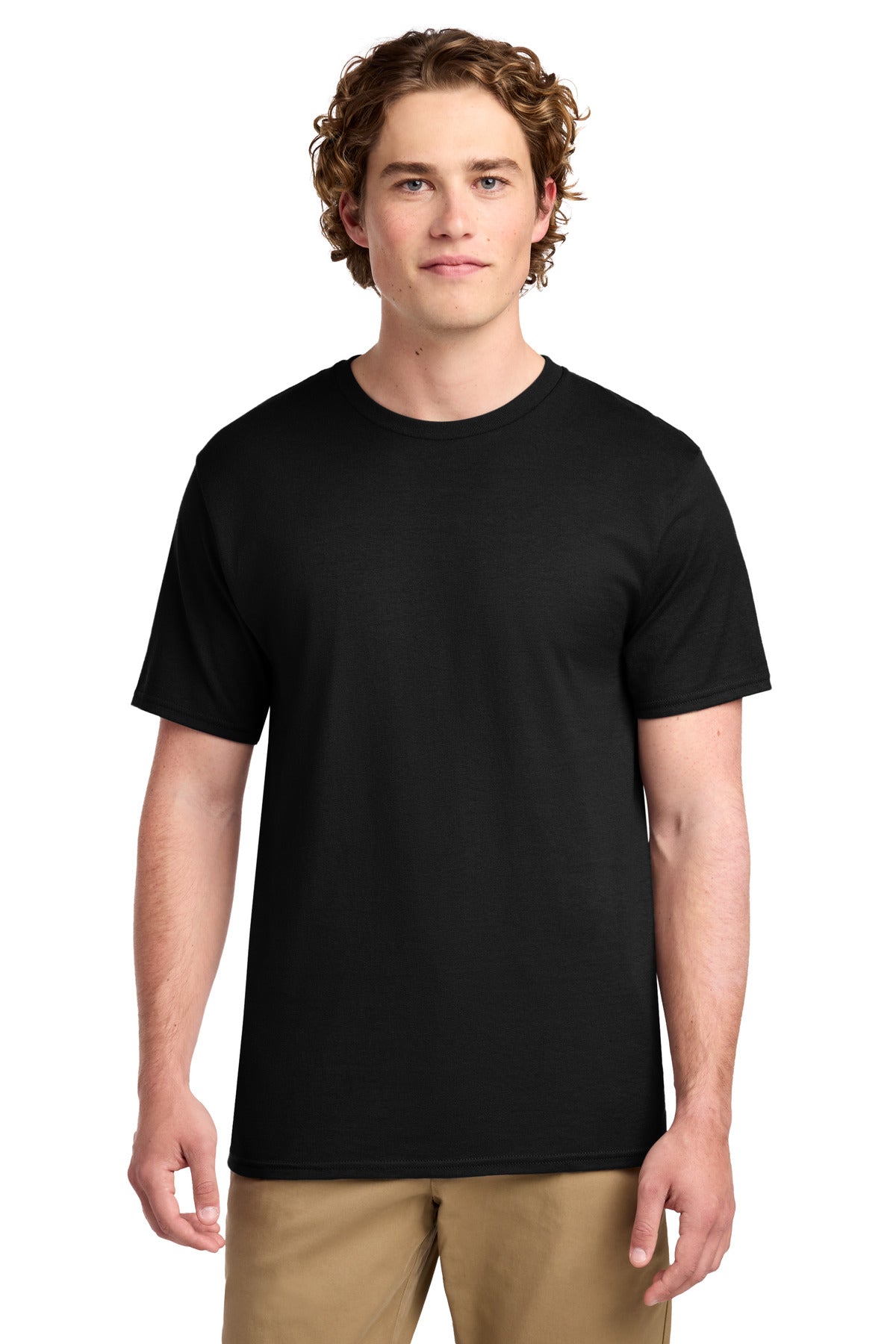 Port & Co Ring Spun Cotton Tee. PC150 - Jet Black - front