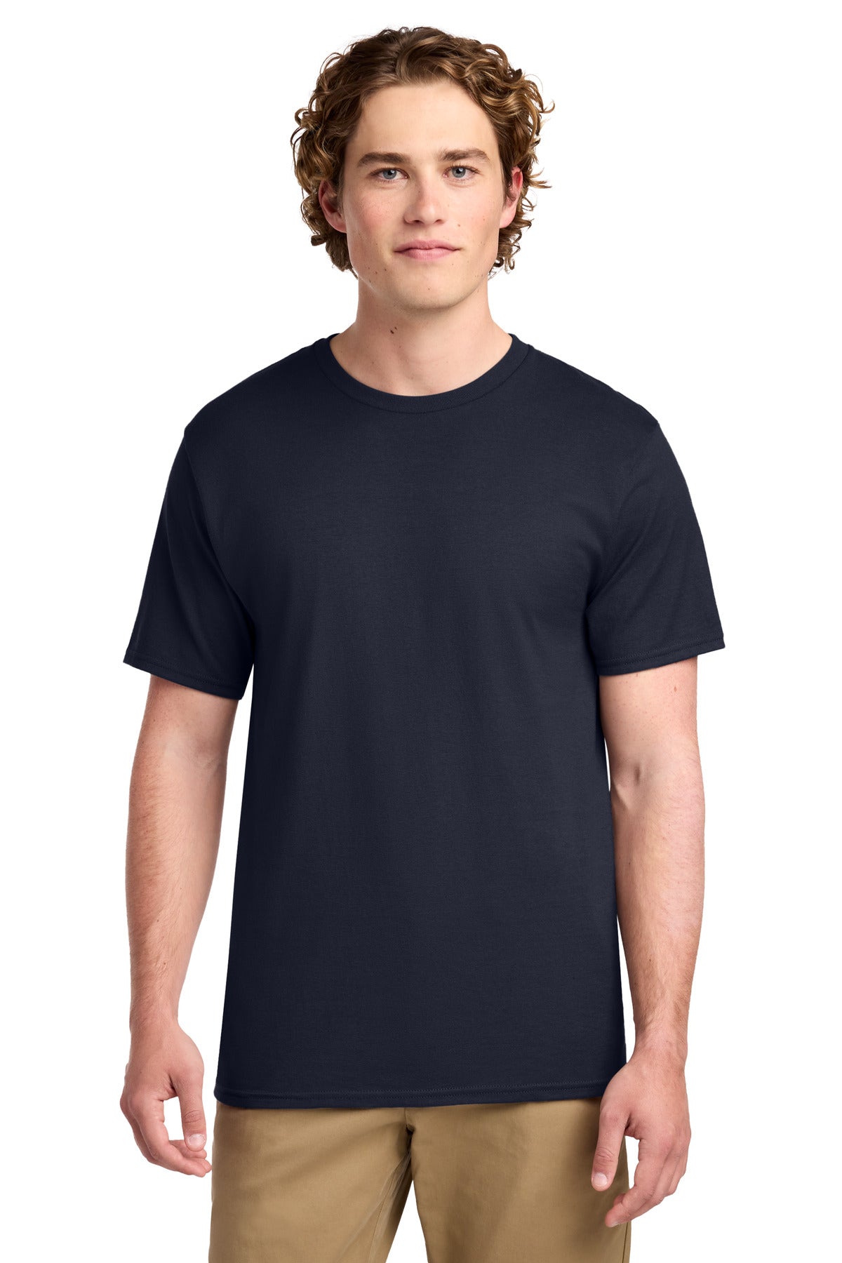 Port & Co Ring Spun Cotton Tee. PC150 - Navy - front