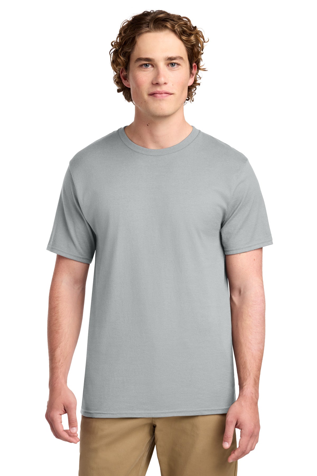 Port & Co Ring Spun Cotton Tee. PC150 - Silver - front