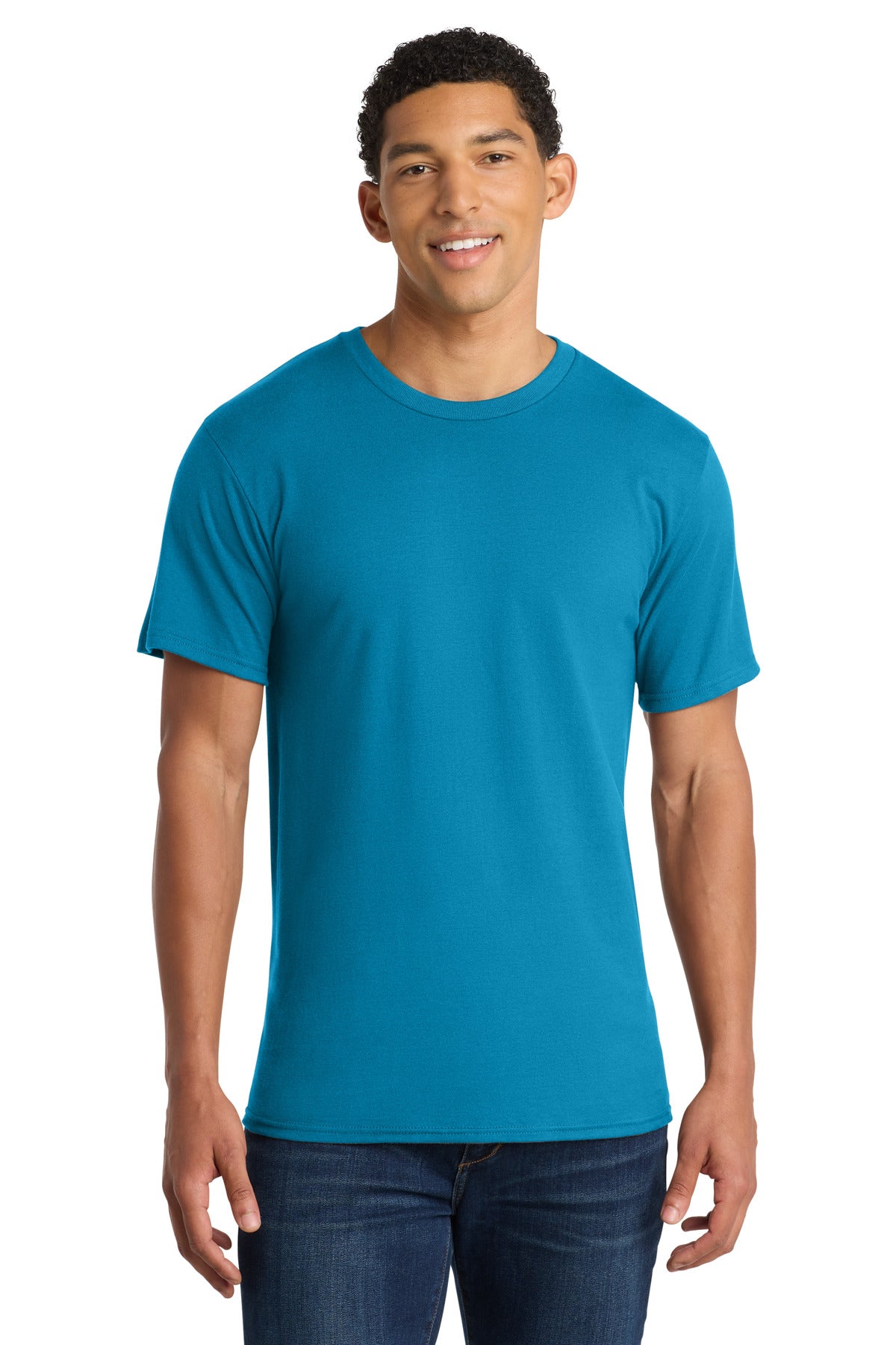 Port & Co Ring Spun Cotton Tee. PC150 - Turquoise - front