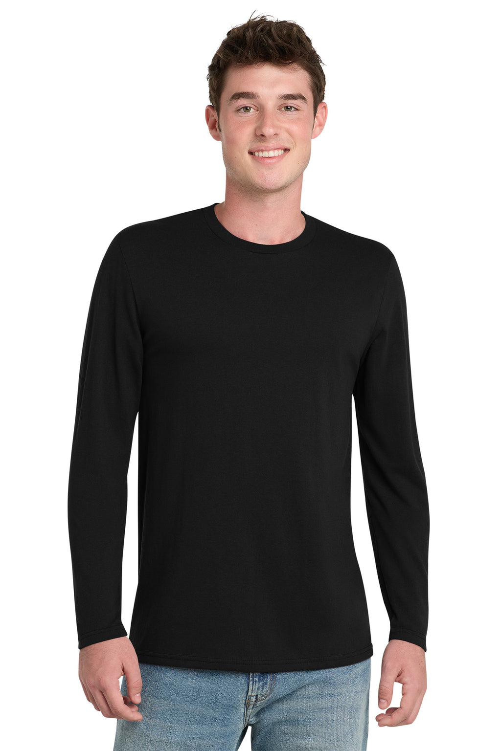 Port & Co Tri-Blend Long Sleeve Tee. PC330LS - Black - front