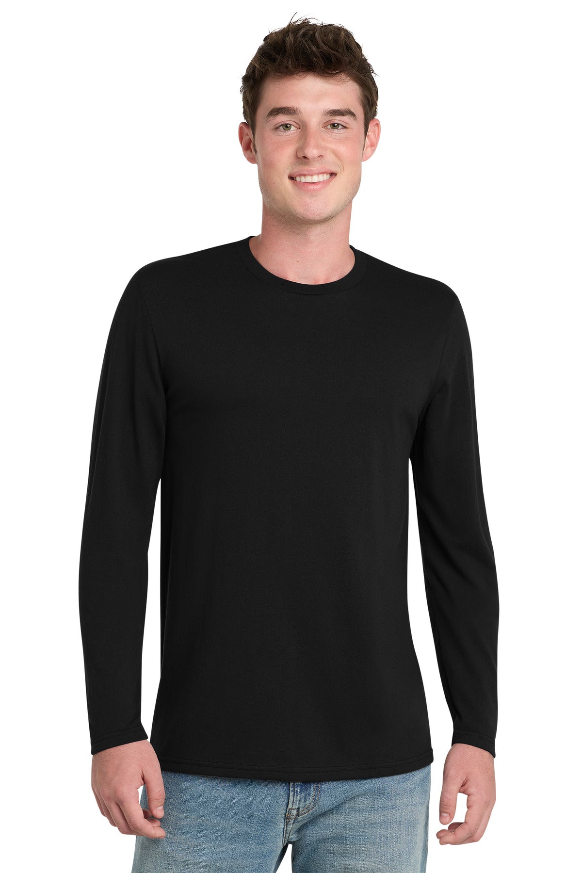 Port & Co Tri-Blend Long Sleeve Tee. PC330LS - Black - front